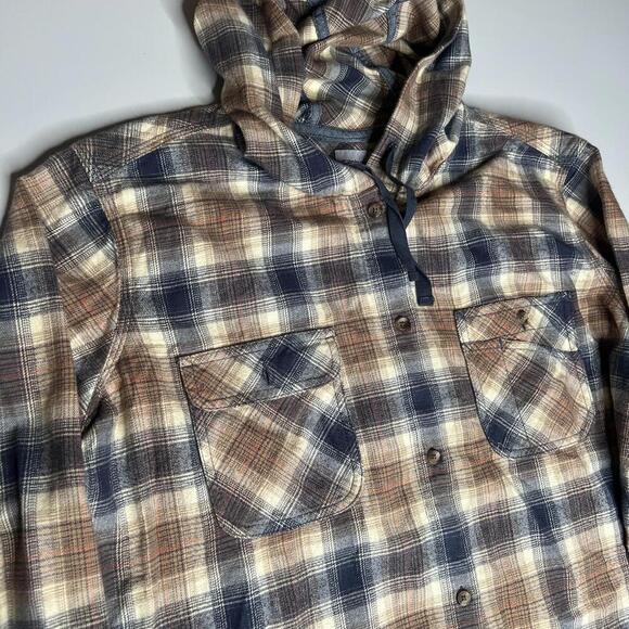Carhartt Women’s XXL Plaid Flannel Shirt Jacket Hoodie 100% Cotton – Brown/Beige - Picture 12 of 12